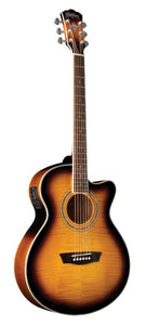 Washburn EA15 Festival Series Mini Jumbo Cutaway Acoustic Electric Guitar - Tobacco Burst